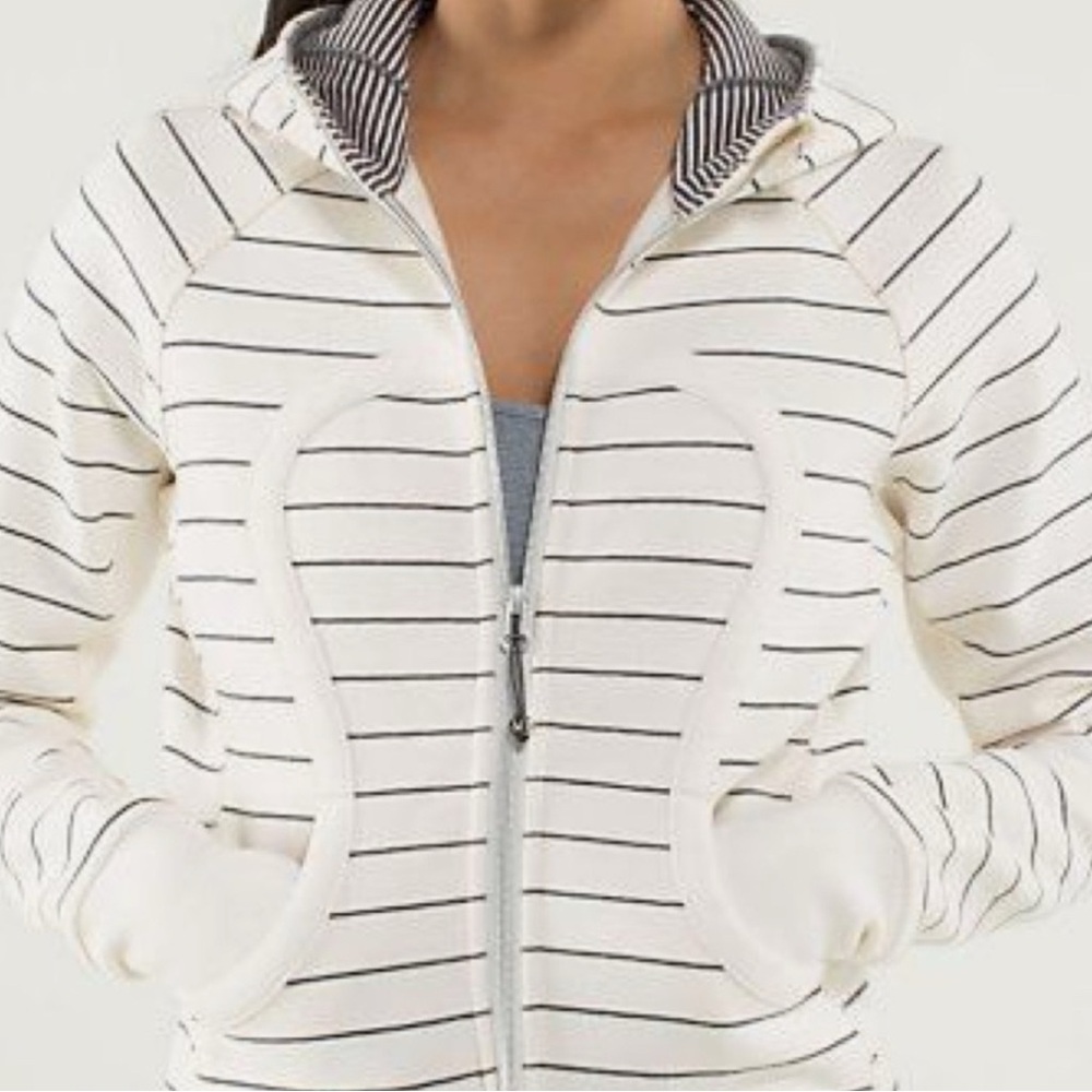lululemon athletica White Striped Bomber Jacket